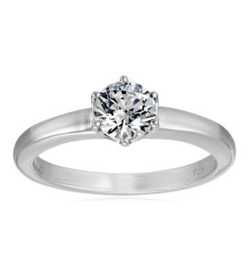 Amazon Collection Sterling Silver Solitaire Ring set with Round Infinite Elements Cubic Zirconia