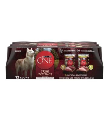 Purina ONE True Instinct Tender Cuts in Gravy With Real Turkey and Venison. and With Real Chicken and Duck High Protein Wet Dog Food Variety Pack ?C (12) 13 oz. Cans